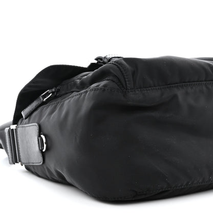 Prada Re-Nylon Vela Saffiano Pocket Double Buckle Messenger Shoulder Bag Black 10 of 11