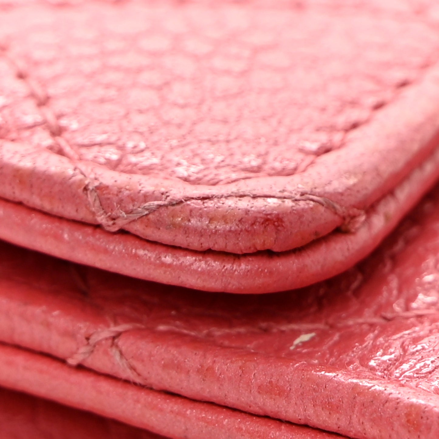 Caviar Quilted Flap Card Holder Pink