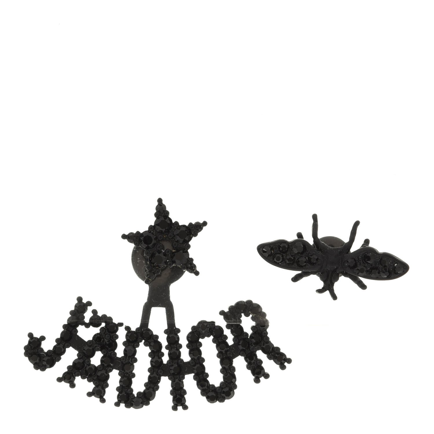 Christian Dior Palladium Crystal J'adior Earrings Black 1 of 3