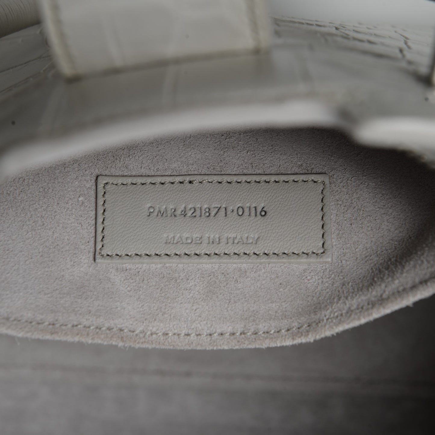 Calfskin Crocodile Embossed Baby Monogram Cabas Gris Perle