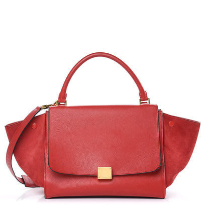 Celine Drummed Calfskin Suede Medium Trapeze Coquelicot 1 of 17