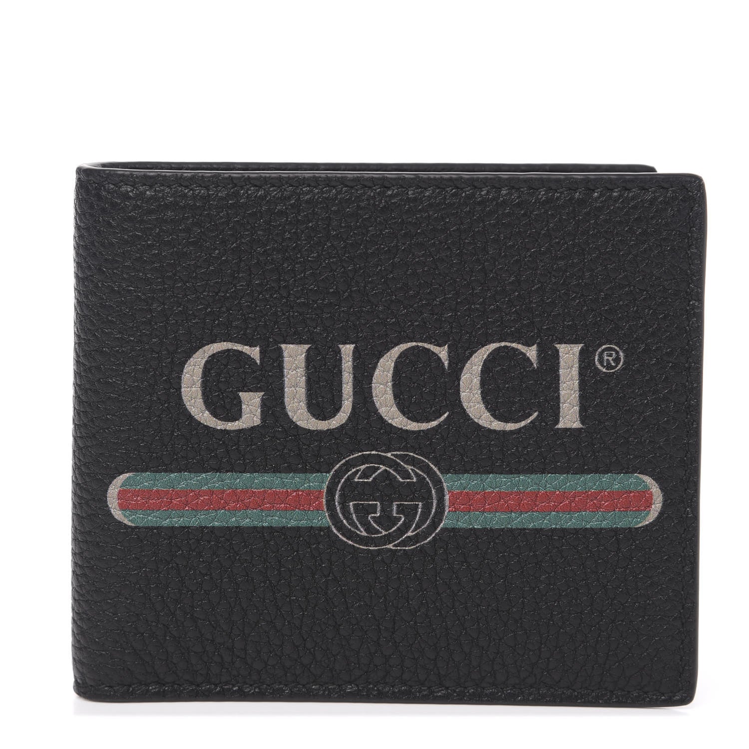 Gucci Cripto Calfskin Logo Bi-Fold Wallet Black Grege 1 of 6