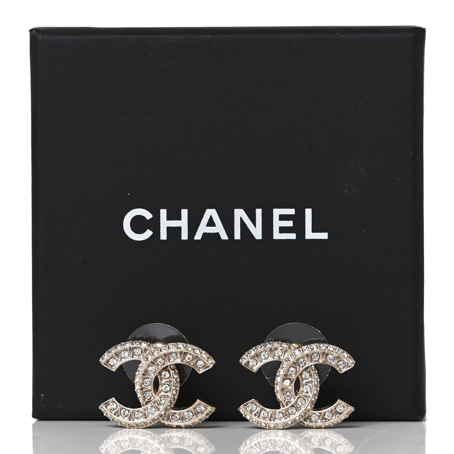 Chanel Crystal Timeless CC Earrings Gold 6 of 6