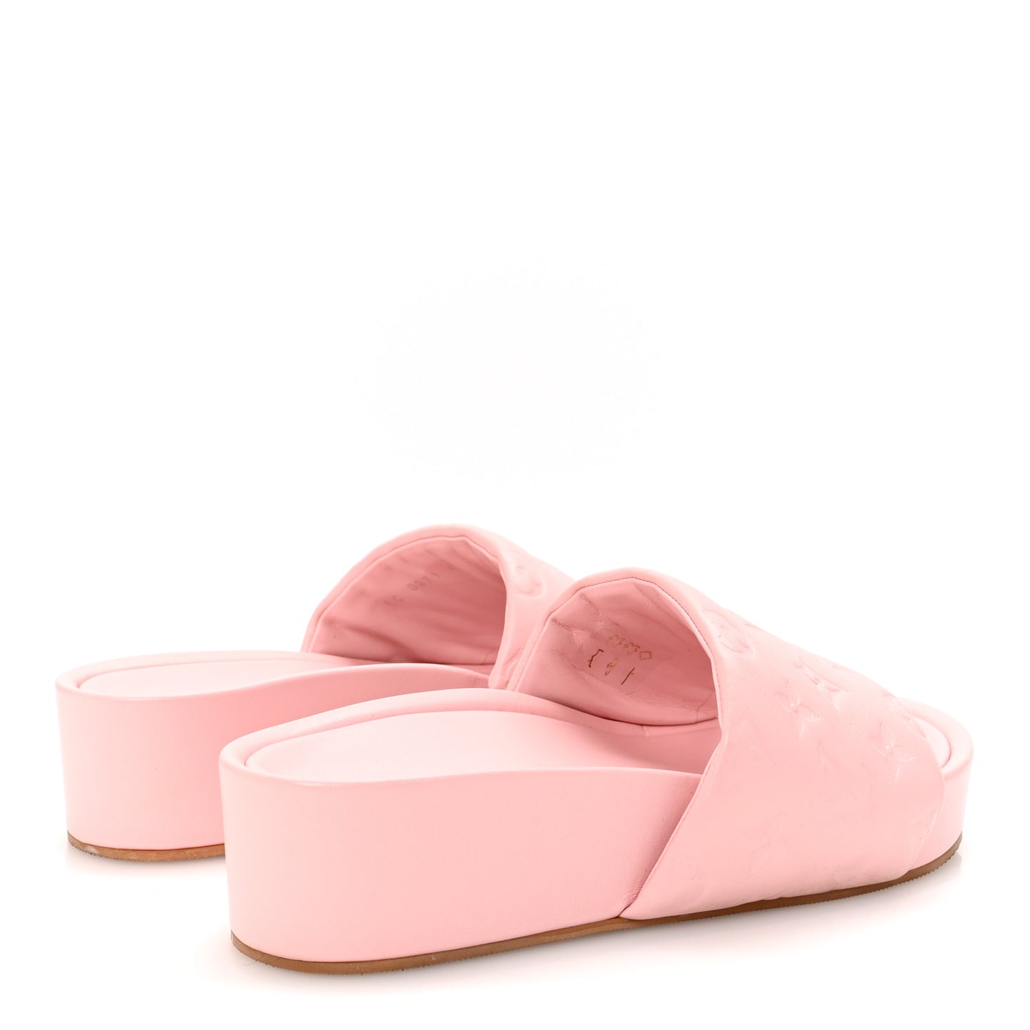 Lambskin Embossed Monogram Jumbo Flatform Mule Sandals 41 Rose Clair