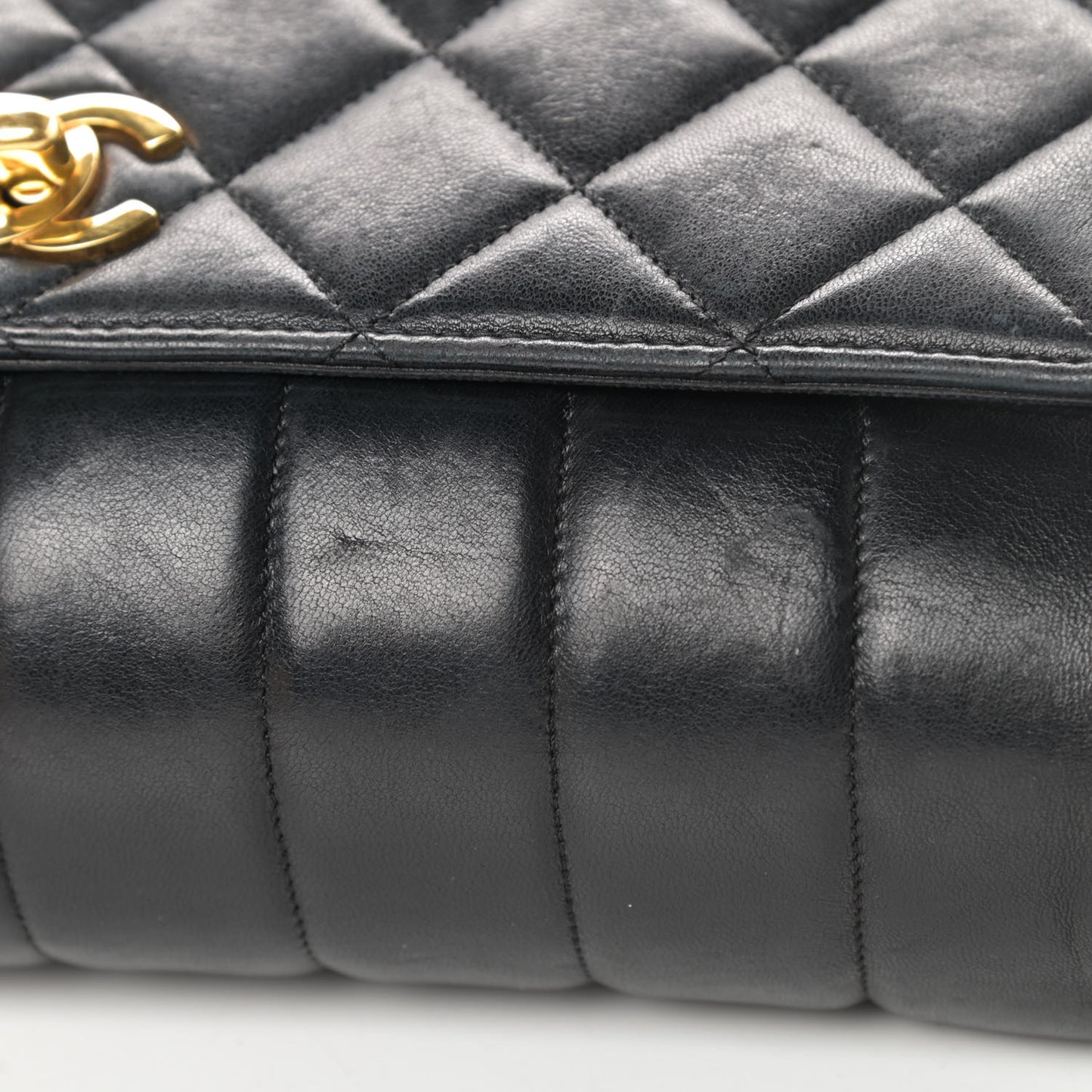 Lambskin Quilted CC Flap Shoulder Bag Black