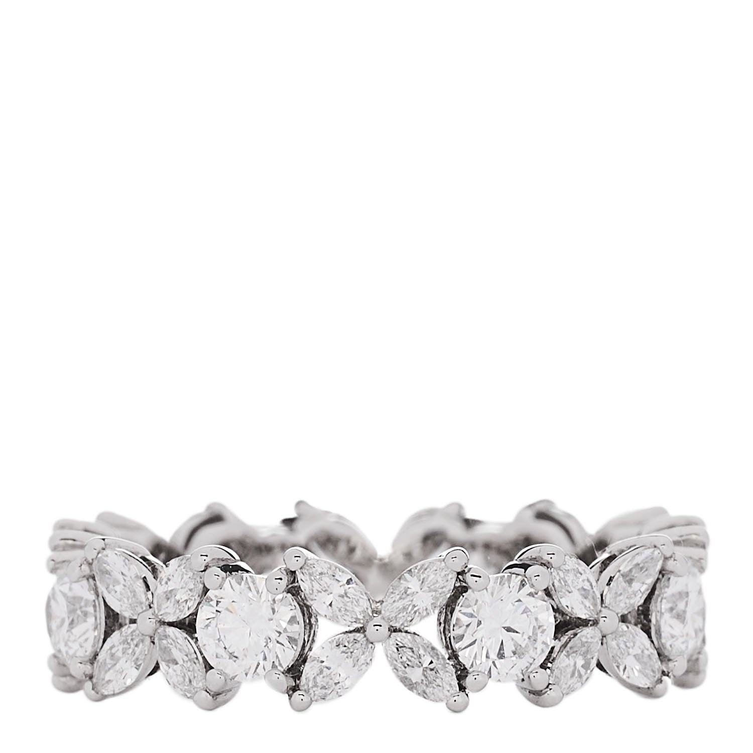 Tiffany Platinum Diamond Victoria Alternating Band Ring 51 5.75 3 of 5