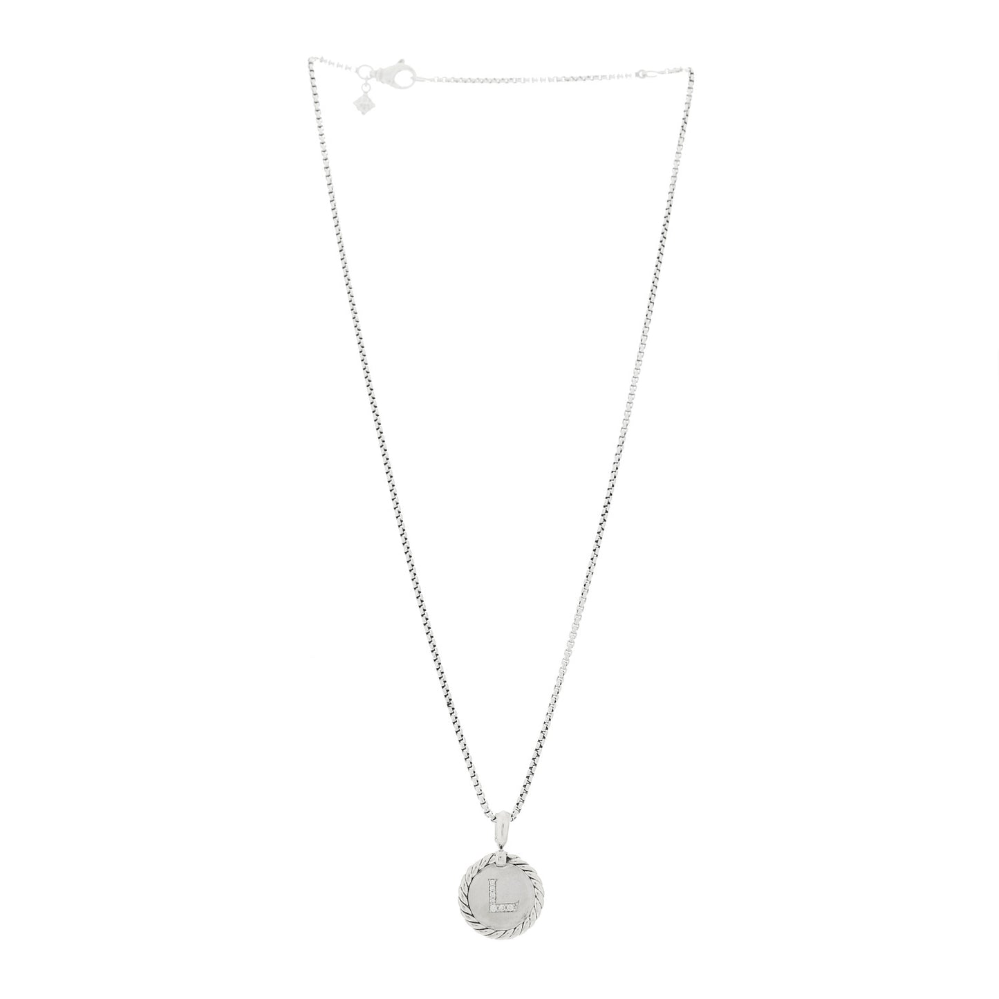 Sterling Silver Diamond Initial L Charm Necklace