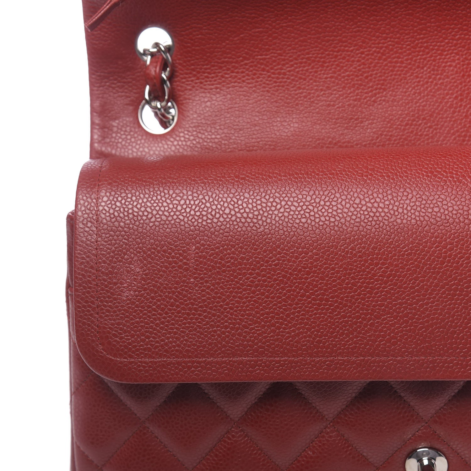 Chanel Caviar Quilted Jumbo Double Flap Red 10 of 13