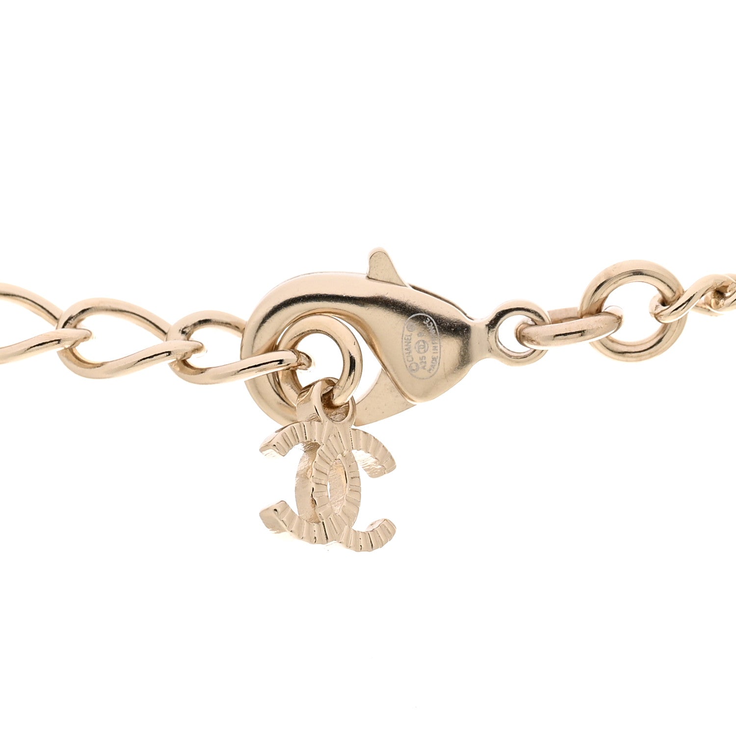 Chanel Lambskin Crystal CC Chain Necklace Gold Black 5 of 6