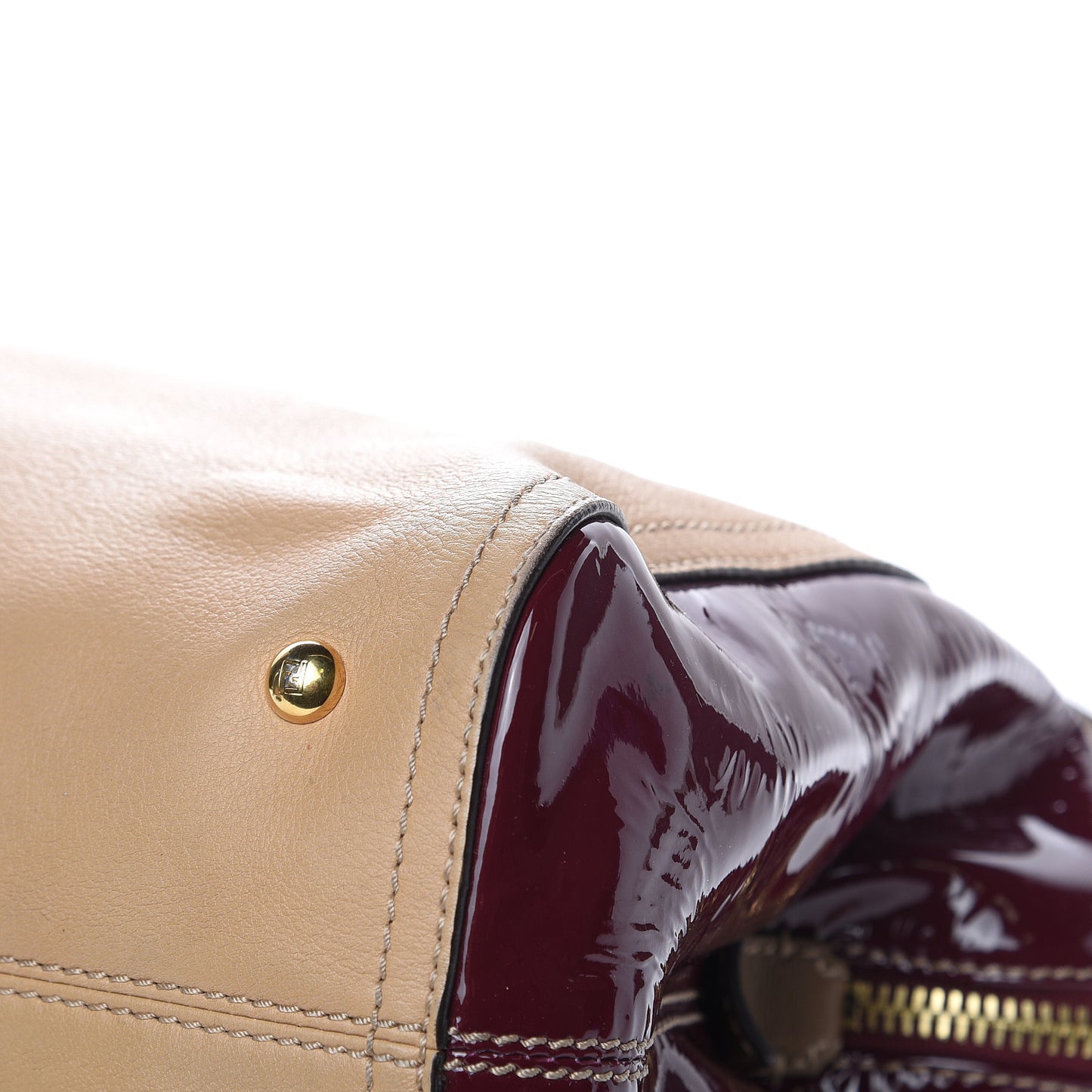 Calfskin Patent Small Chameleon Tote Cognac Bordeaux