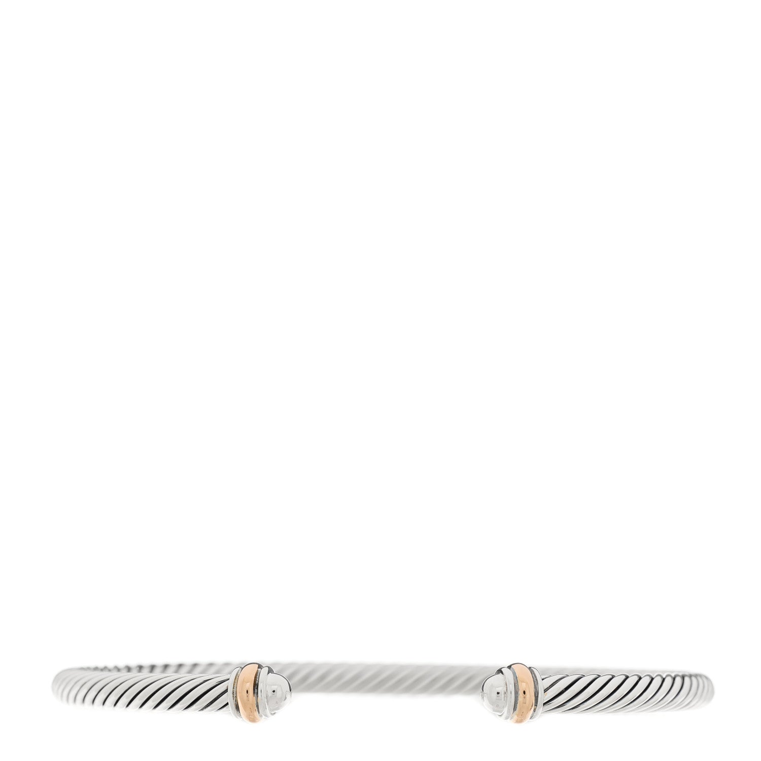 David Yurman Sterling Silver 18K Rose Gold 4mm Cable Classics Bracelet 1 of 4
