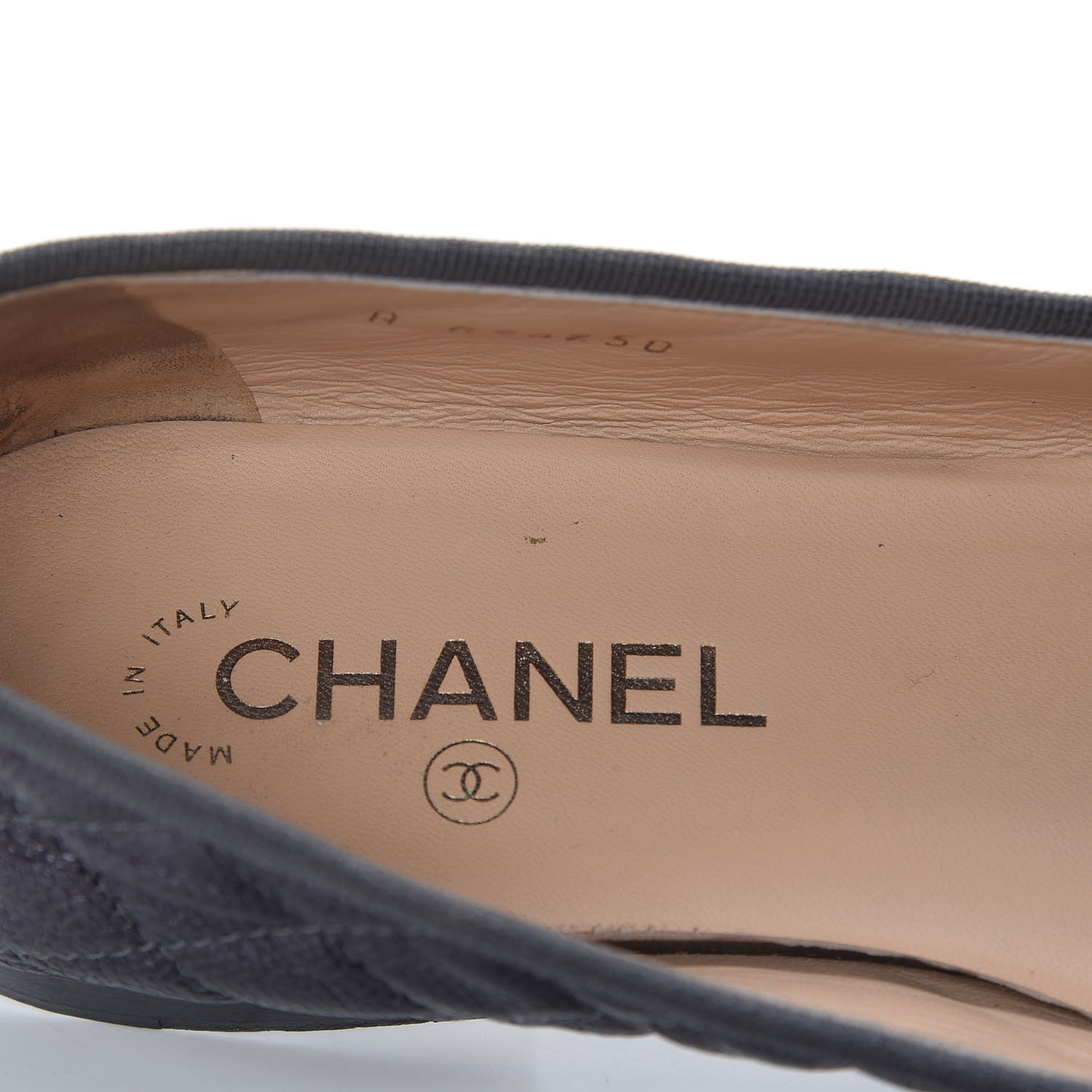 Metallic Caviar Quilted Cap Toe Ballerina Flats 41 Anthracite