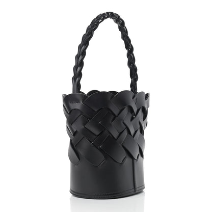 Prada Vitello Intreccio Bucket Bag Black 4 of 10