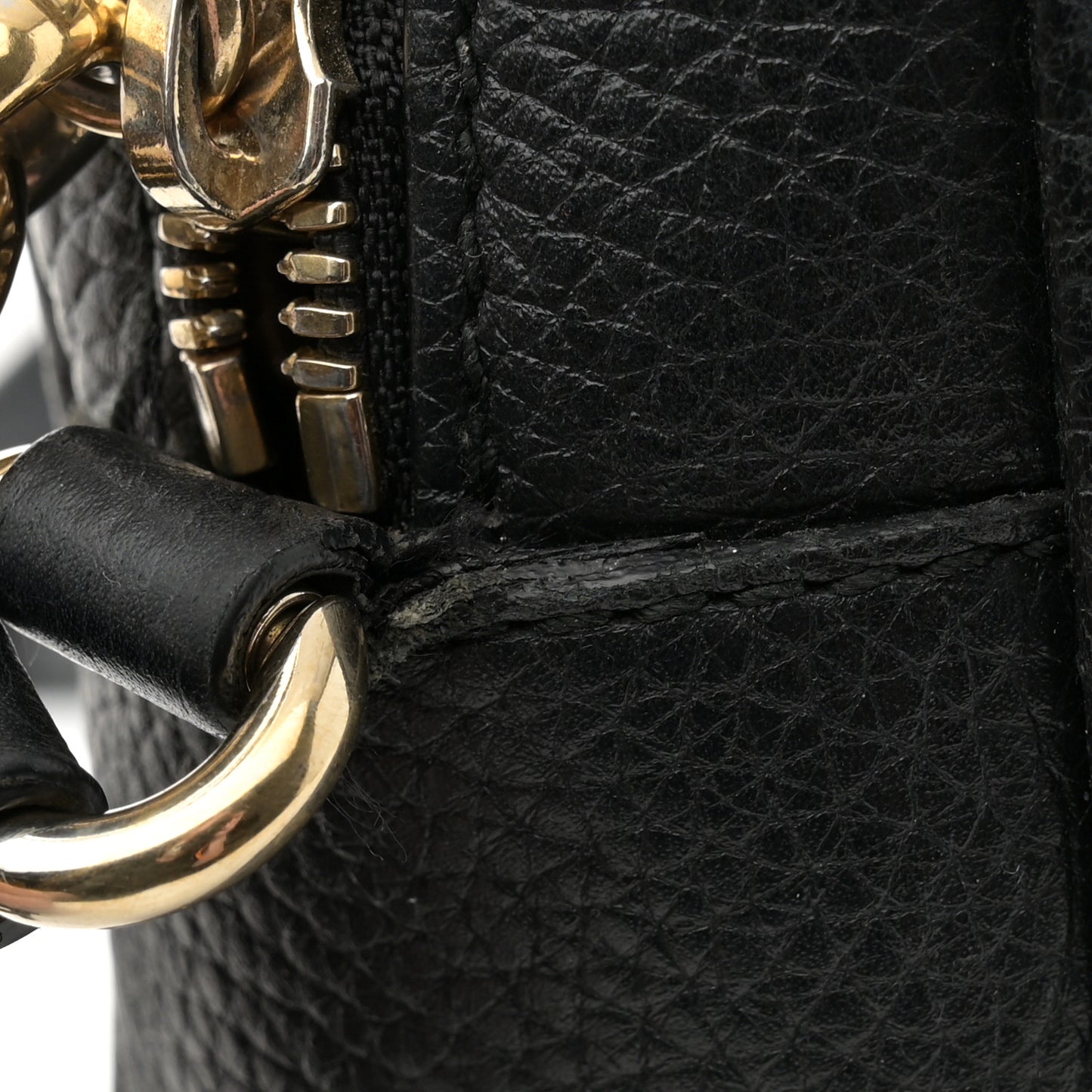 Pebbled Calfskin Small Soho Disco Bag Black