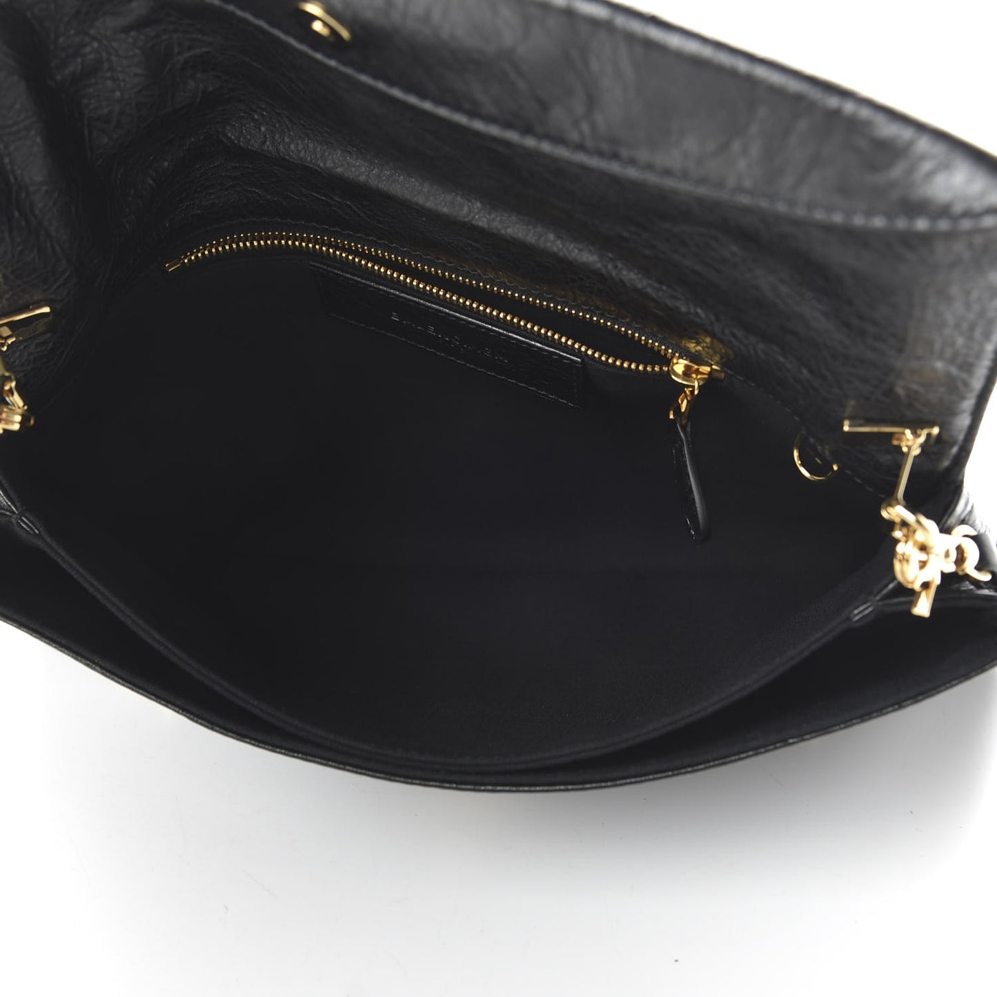 Agneau Giant 12 Gold Hardware Envelope Strap Clutch Black