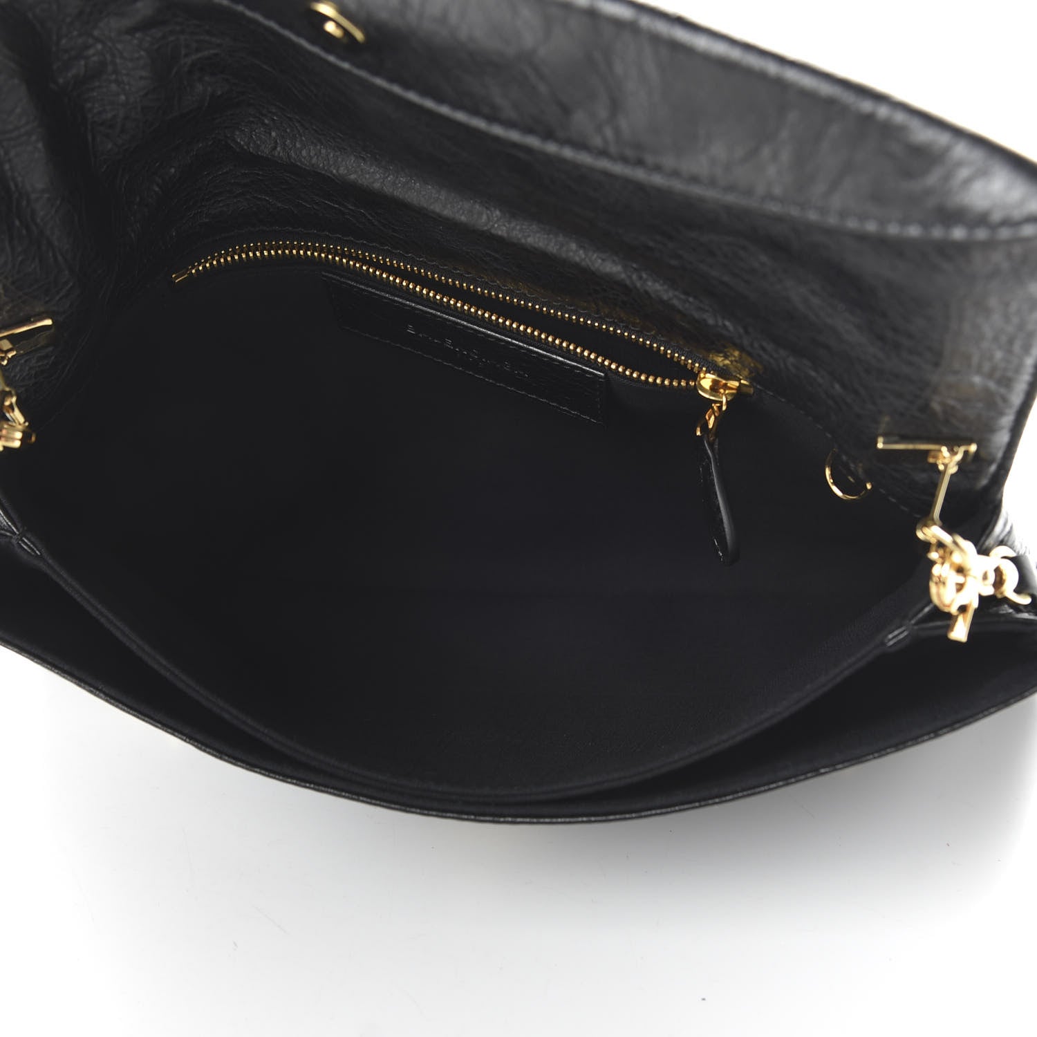 Balenciaga Agneau Giant 12 Gold Hardware Envelope Strap Clutch Black 5 of 10