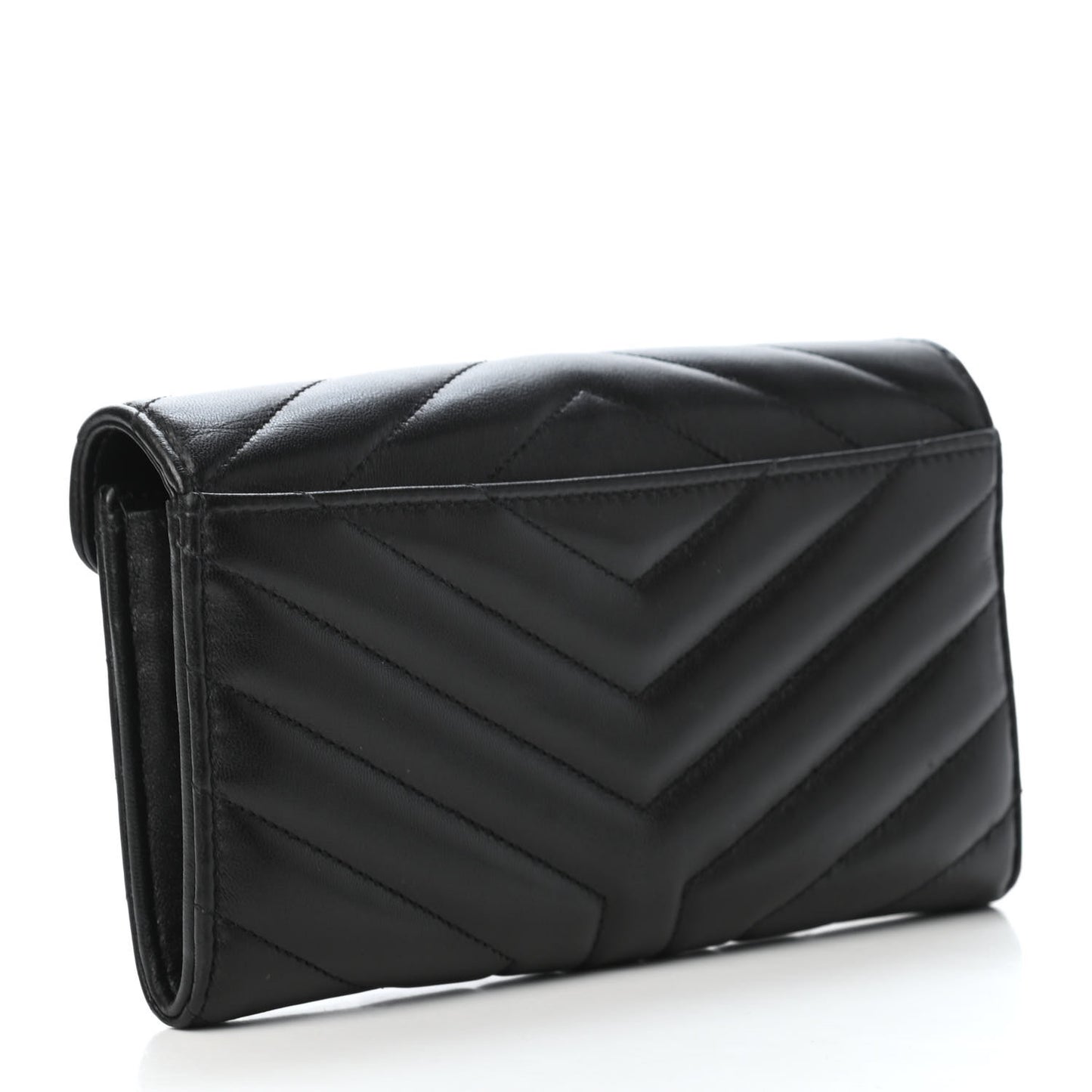 Lambskin Y Quilted Monogram Large Loulou Flap Wallet Black