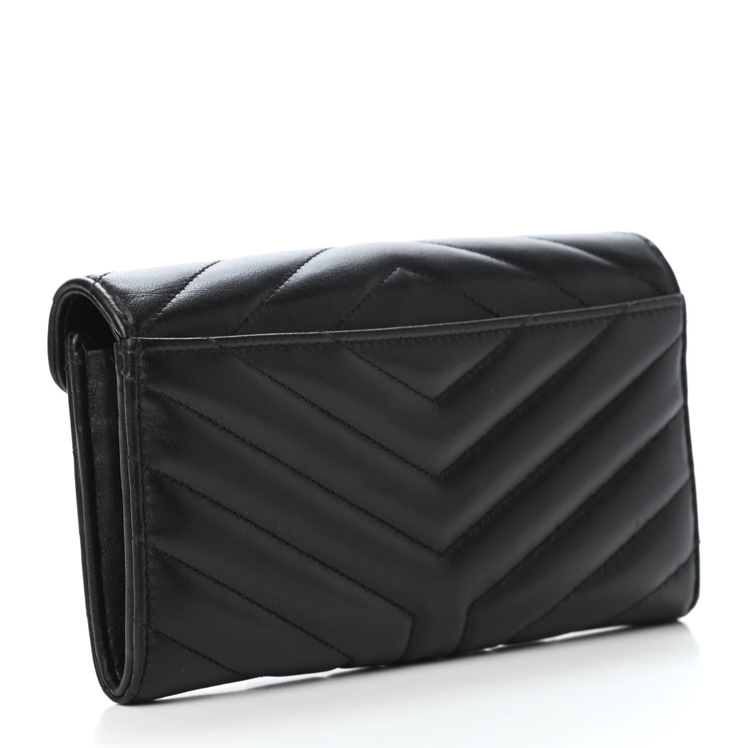 Saint Laurent Lambskin Y Quilted Monogram Large Loulou Flap Wallet Black 2 of 4