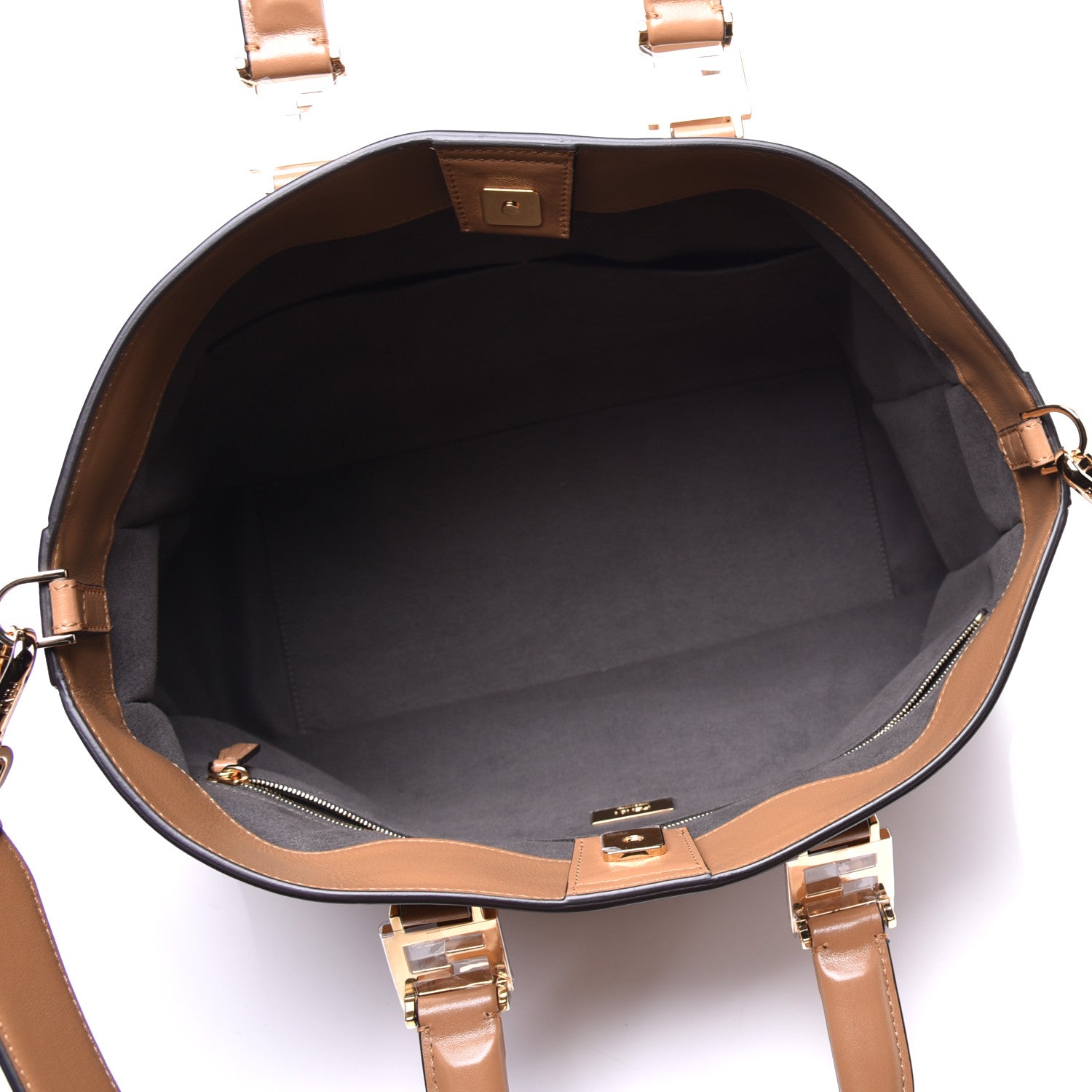 Fendi Vitello Glacier Medium FF Tote Nocciola 6 of 10