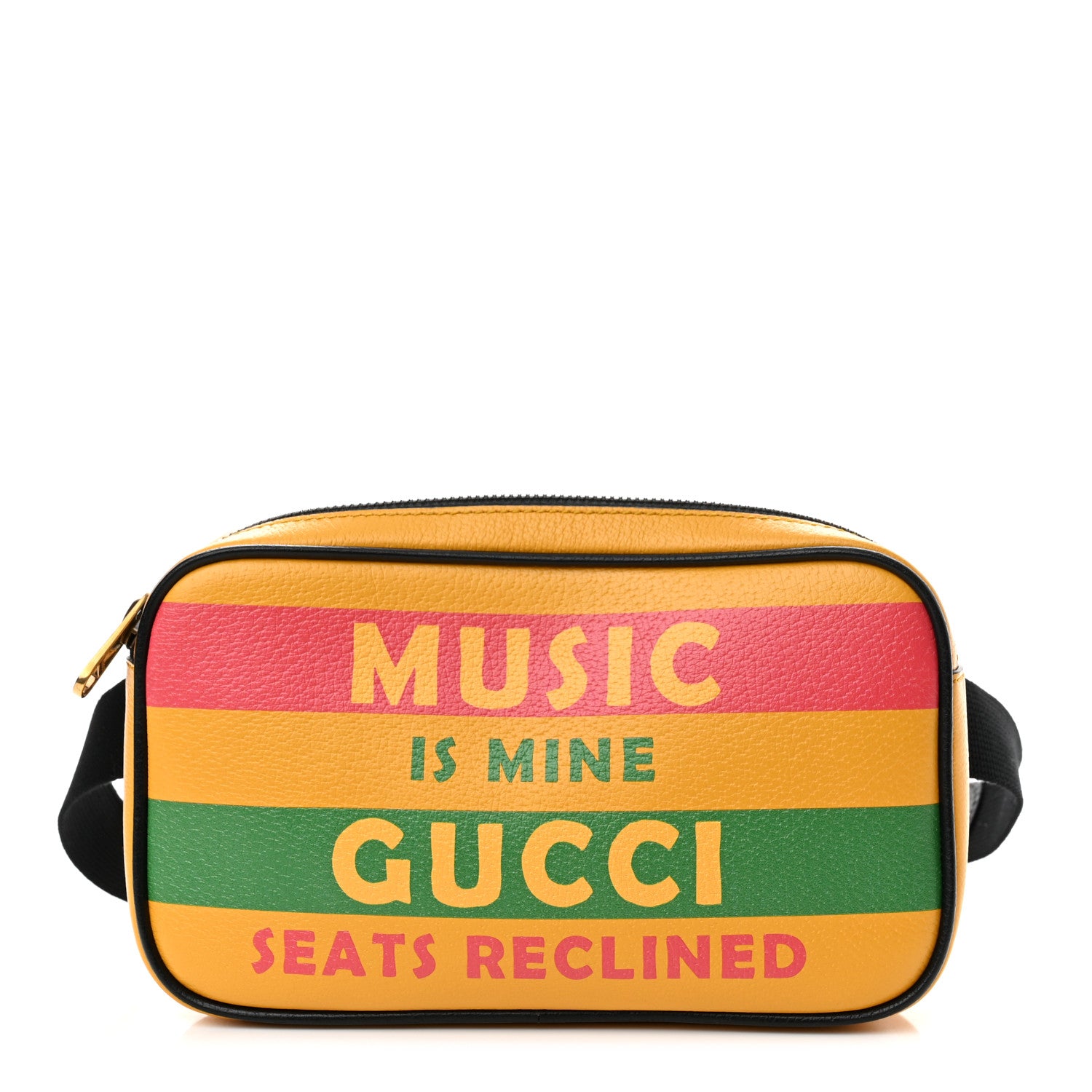 Gucci Textured Dollar Calfskin Music is Mine Belt Bag 90 36 Crop Multicolor Black 1 of 12
