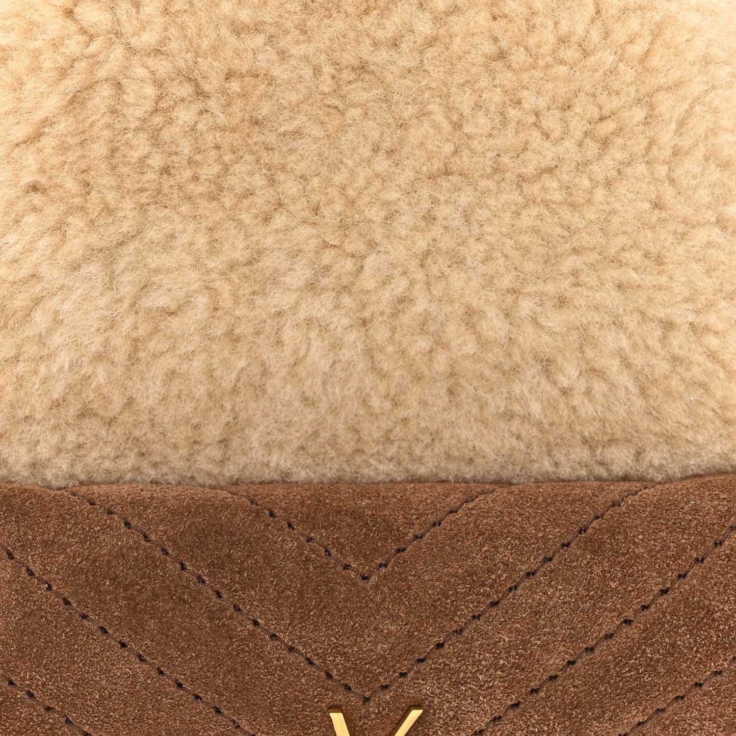 Saint Laurent Shearling Suede Monogram Joe Nano Bucket Bag Dark Cigar Natural Beige 8 of 10