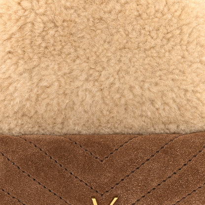 Saint Laurent Shearling Suede Monogram Joe Nano Bucket Bag Dark Cigar Natural Beige 8 of 10
