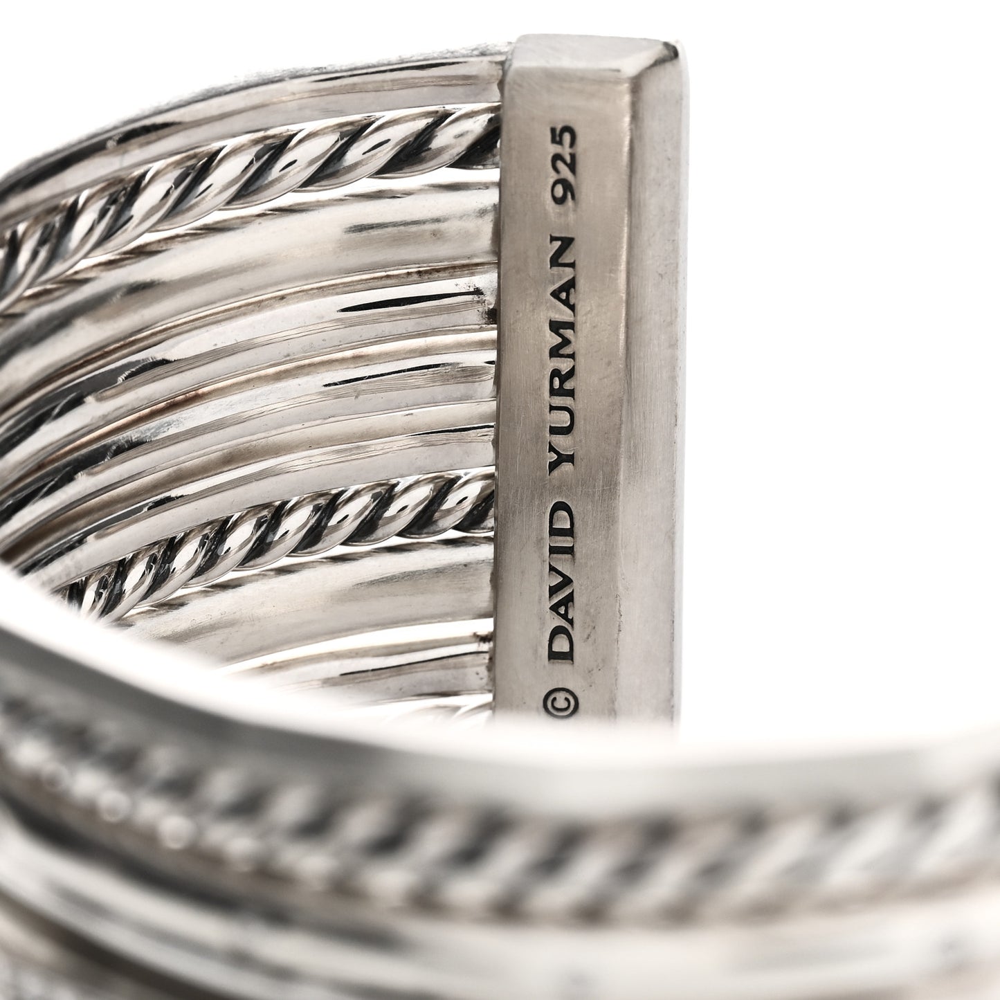Sterling Silver Diamond Wide Stax Cuff Bracelet
