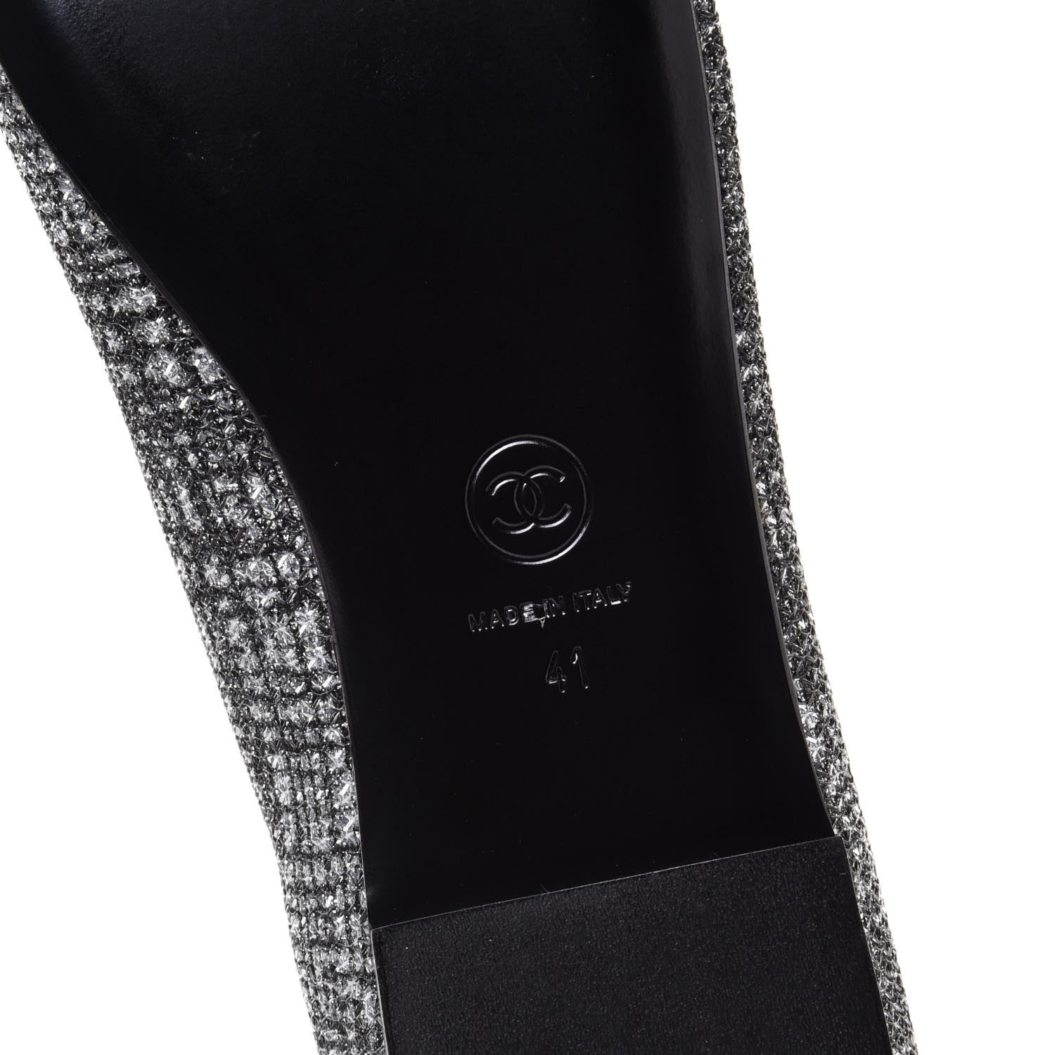Chanel Fantasy Fabric Grosgrain CC Mocassin Loafers 41 Silver Black 7 of 9