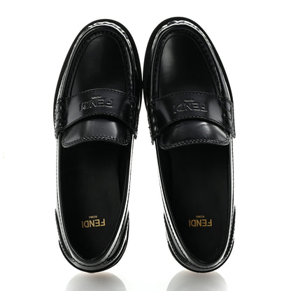 Fendi Vitello Logo Loafers 35 Black 2 of 9