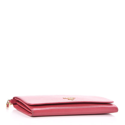 Prada Saffiano Metal Oro Chain Wallet Peonia 4 of 22