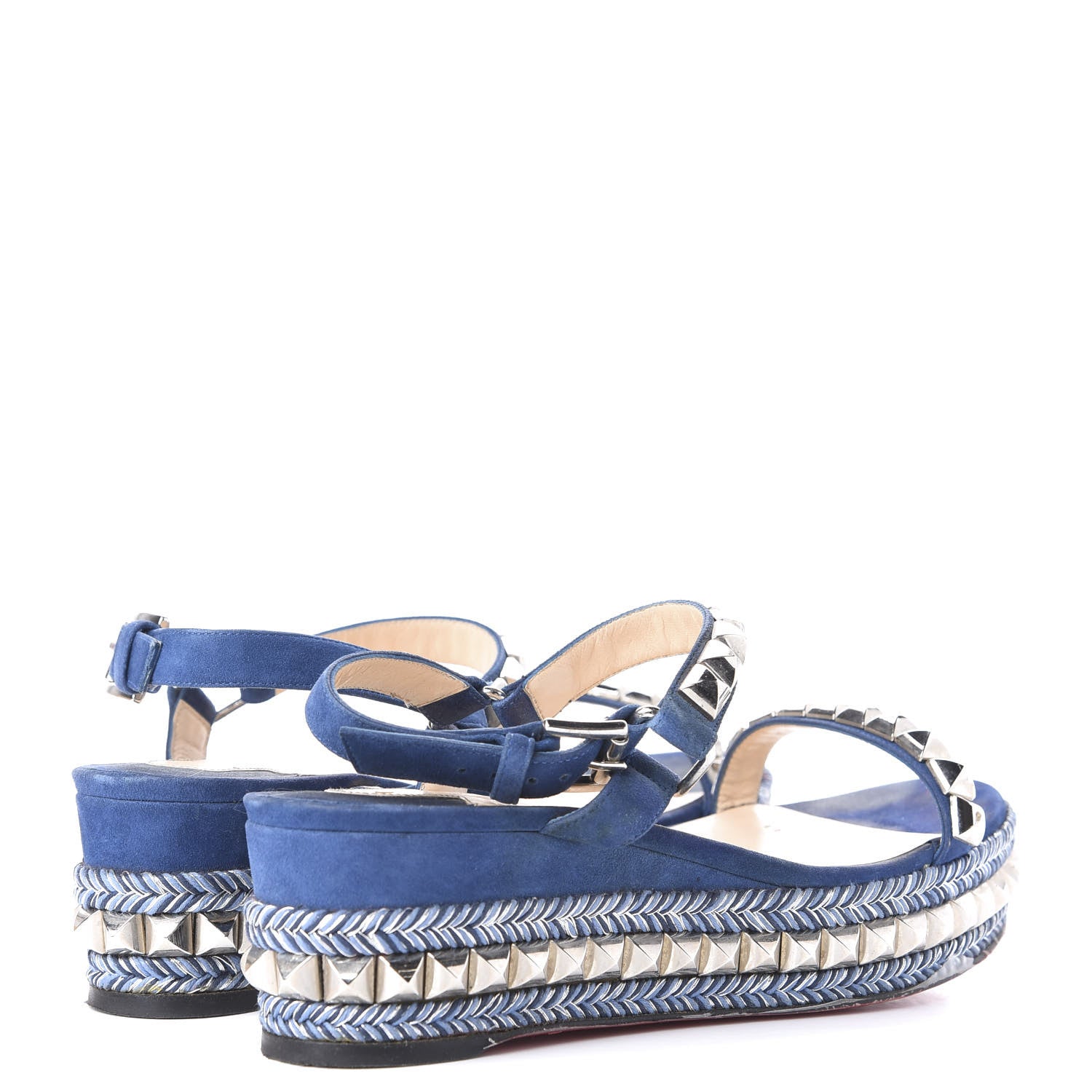 Christian Louboutin Veau Velours Cataclou 60 Platform Sandals 38 Blue 4 of 10