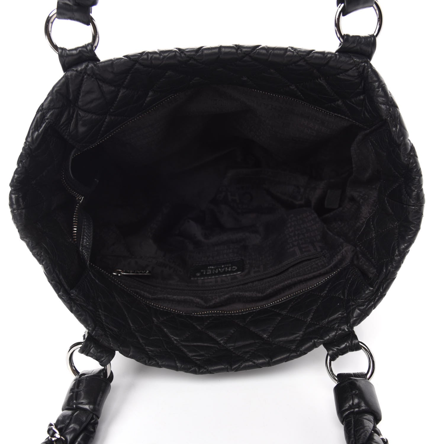 Chanel Distressed Lambskin Vintage Ligne Lady Braid Tote Black 5 of 10
