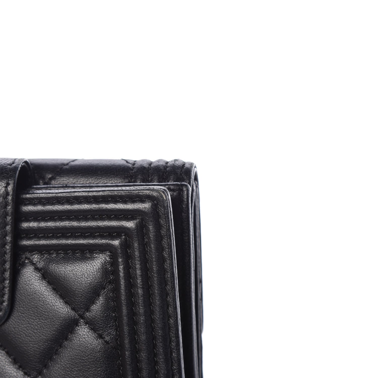 Chanel Lambskin Quilted Compact Boy Wallet Black 9 of 10