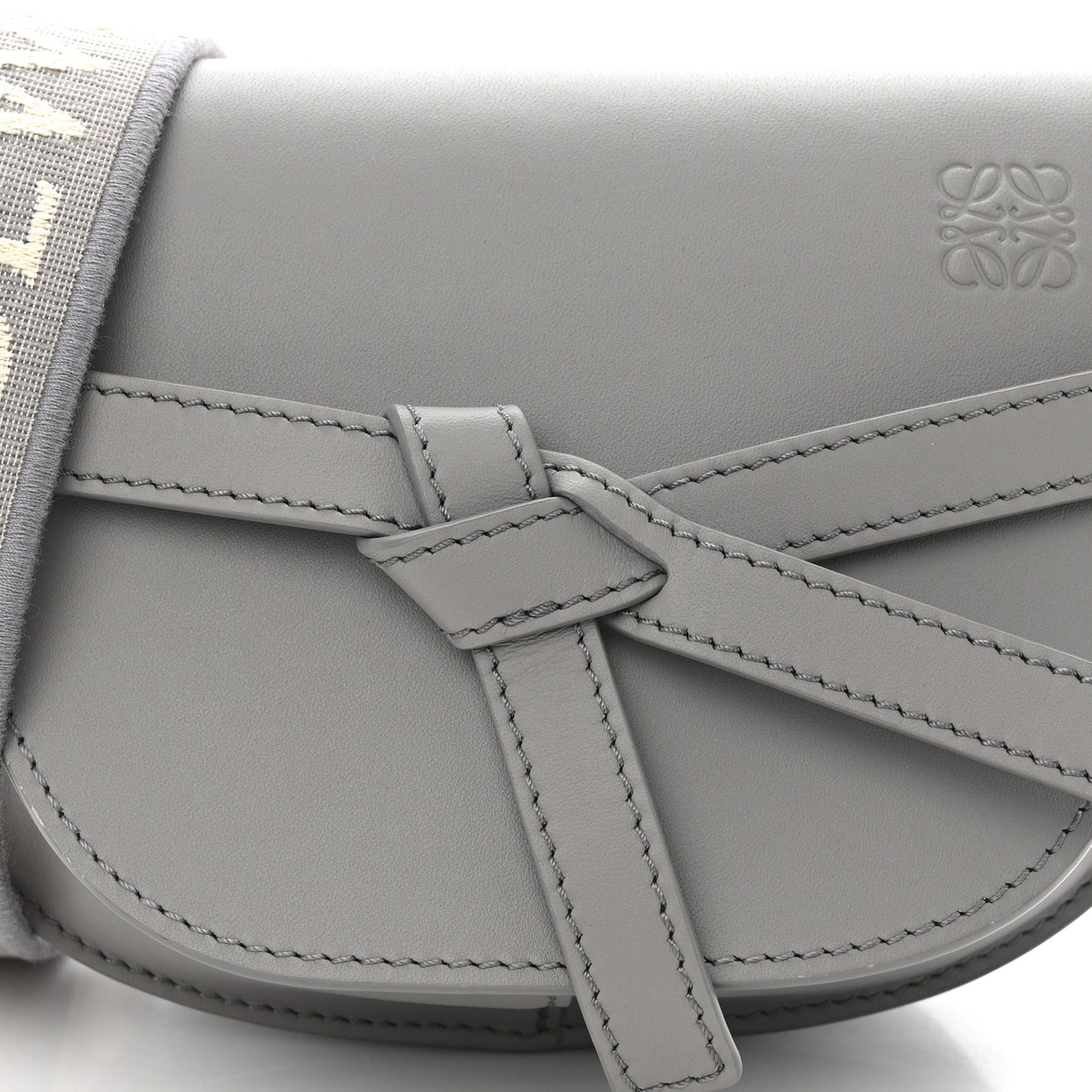 Calfskin Jacquard Mini Gate Dual Bag Ash Grey