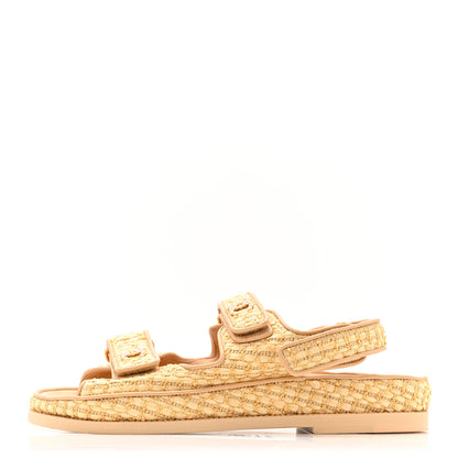 Chanel Braided Fabric Velcro Dad Sandals 38.5 Beige 1 of 12