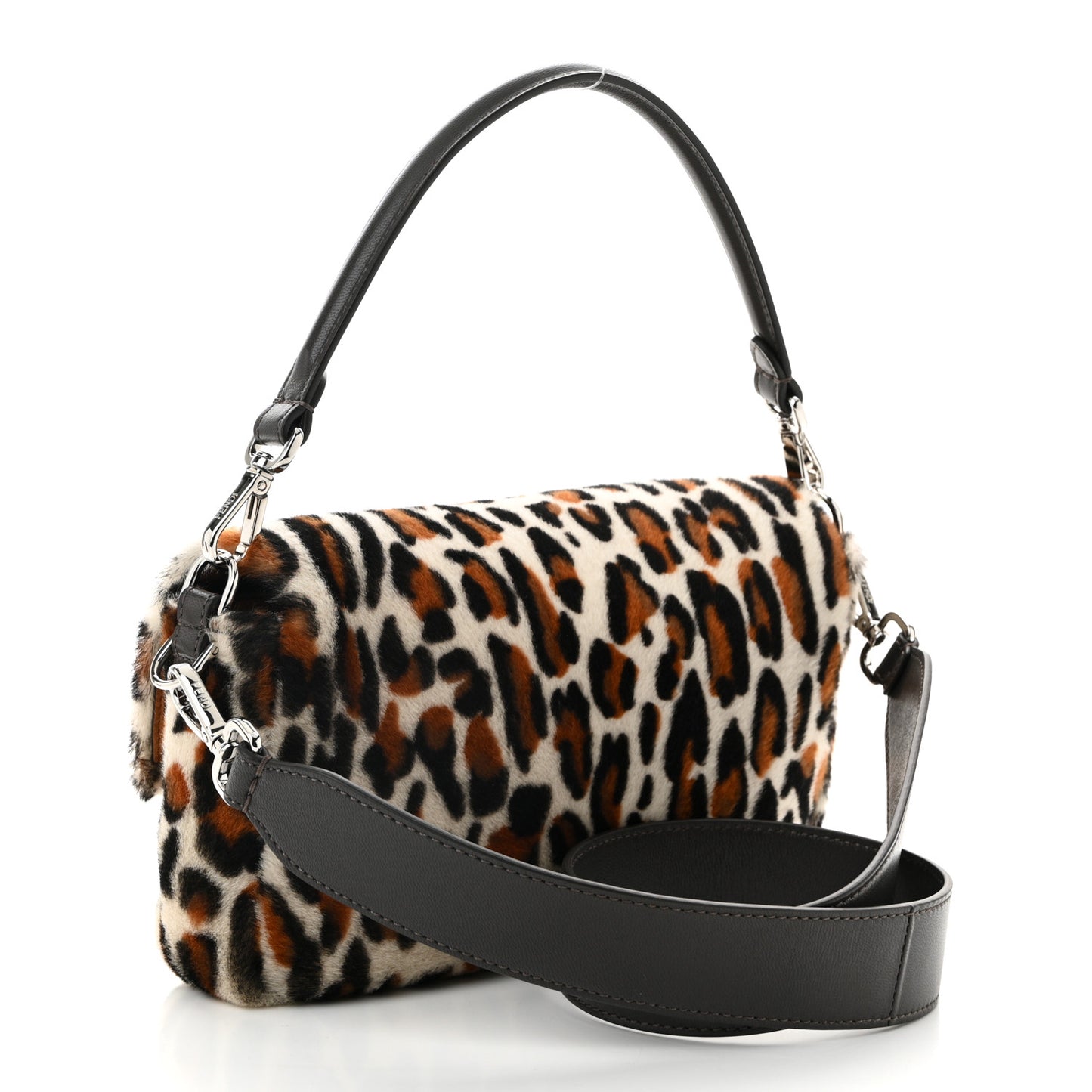 Calf Hair Leopard Print Baguette Moro