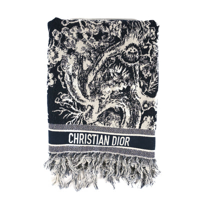Christian Dior Cotton Toile De Jouy Reverse Towel Grey Ivory 1 of 4