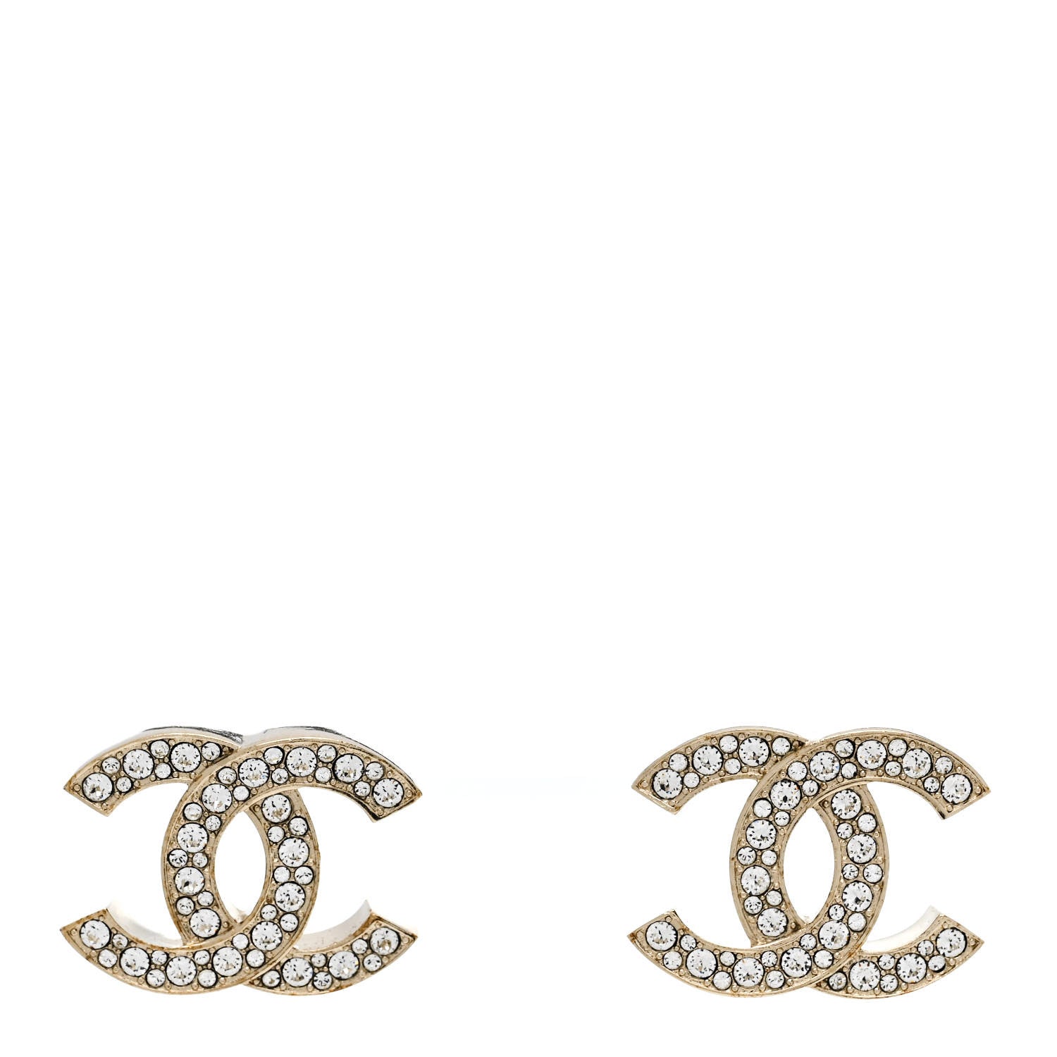 Chanel Crystal CC Earrings Light Gold 1 of 5