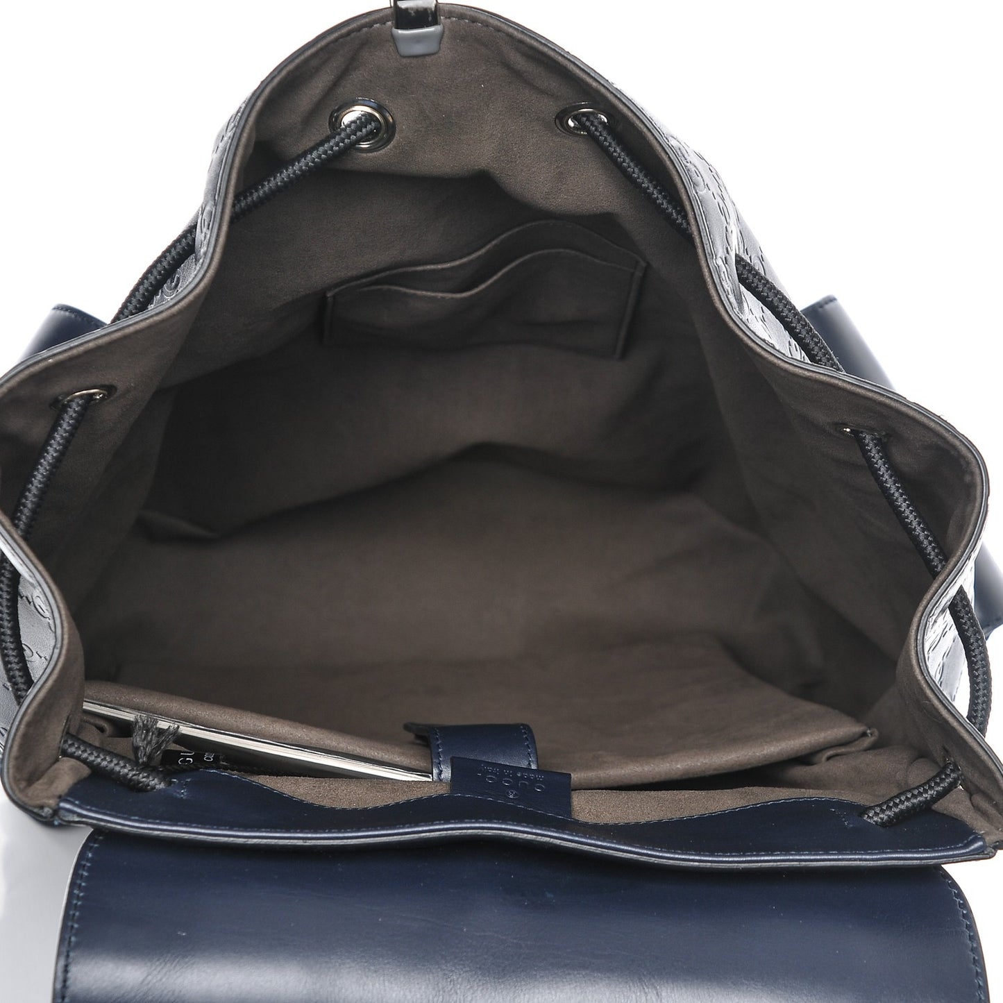 Guccissima Signature Double Buckle Backpack Blue