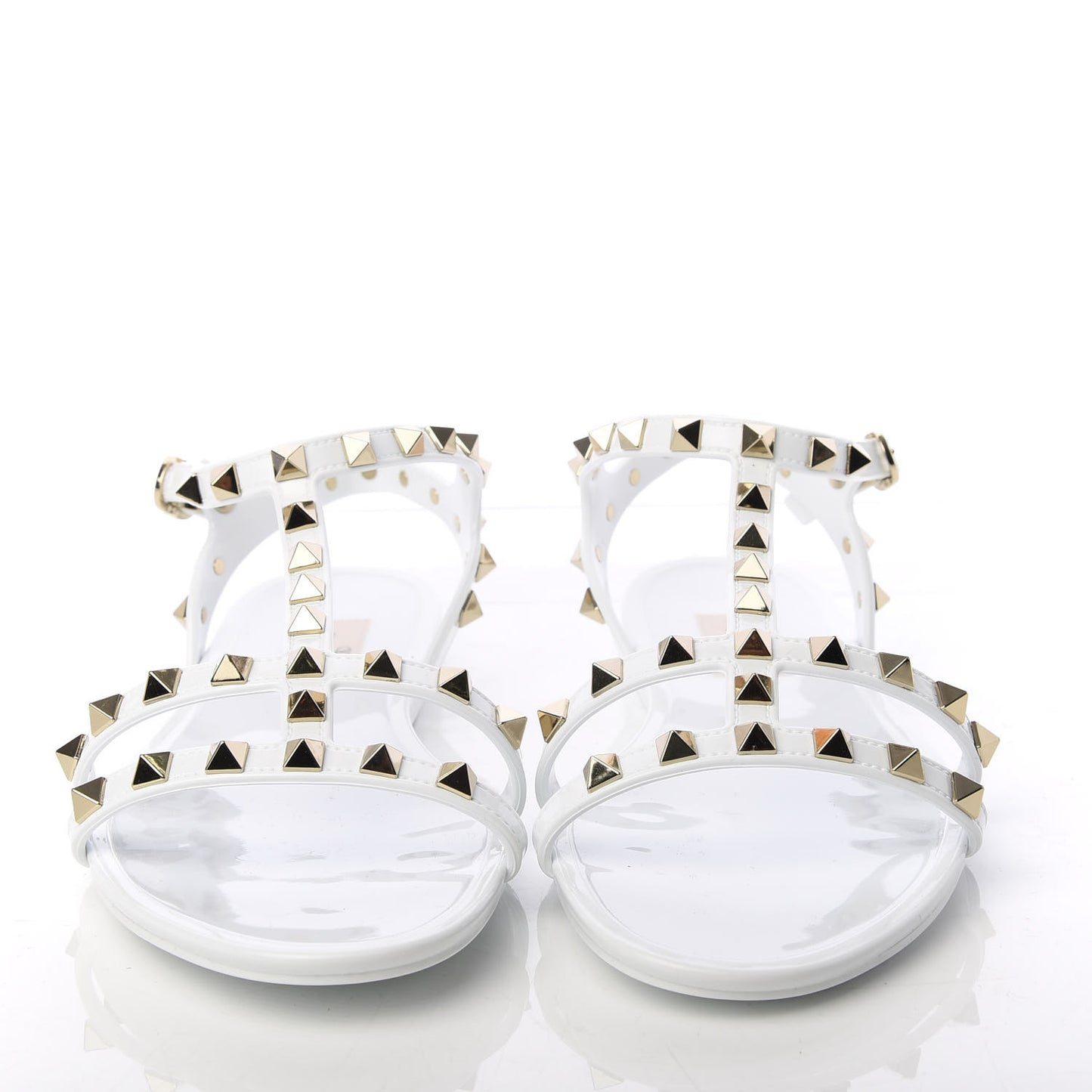 PVC Jelly Rockstud Caged Sandals 39 Optic White