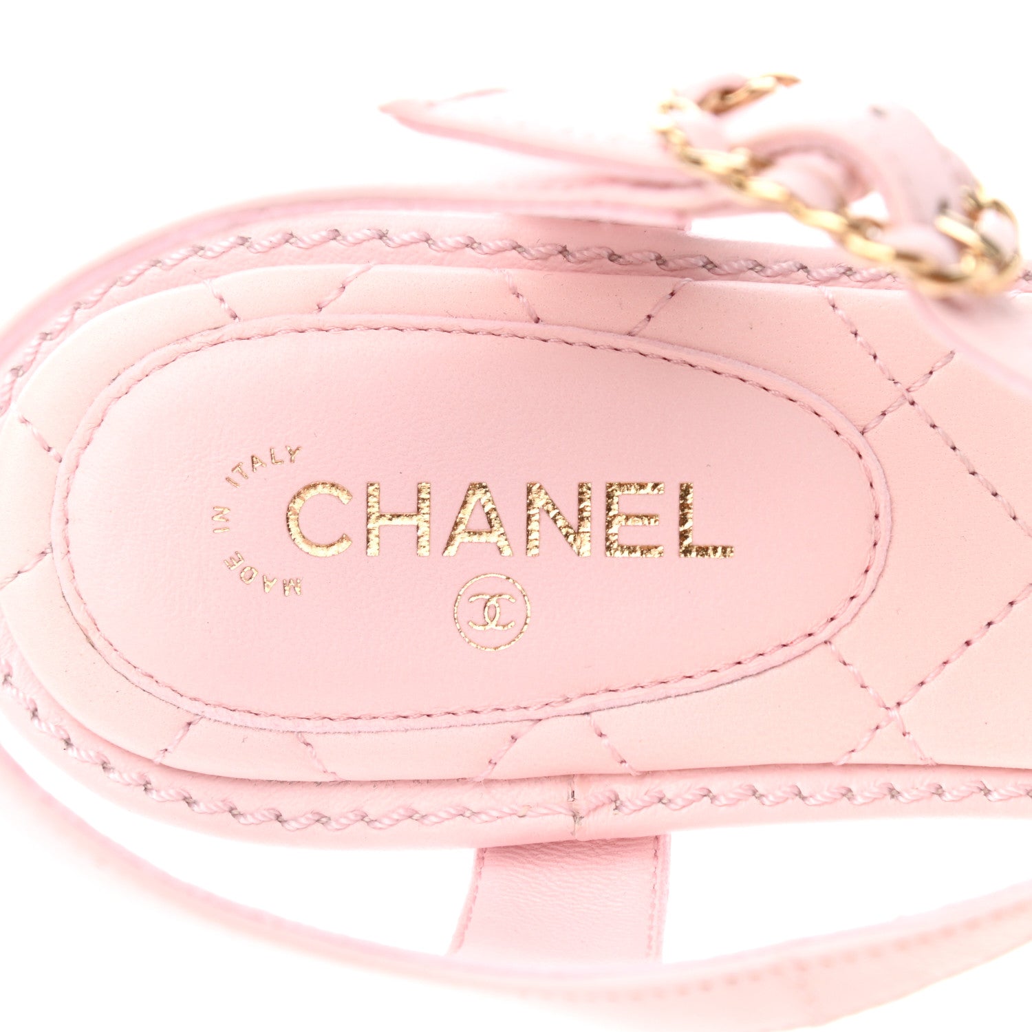 Chanel Lambskin Chain CC Logo Thong Sandals 38 Light Pink 7 of 9