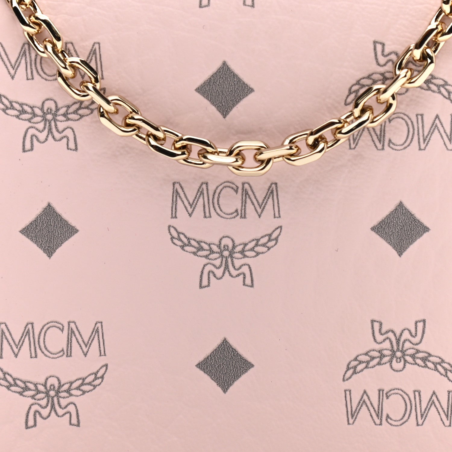 MCM Visetos Original Mini Chain Wallet Light Pink 8 of 11