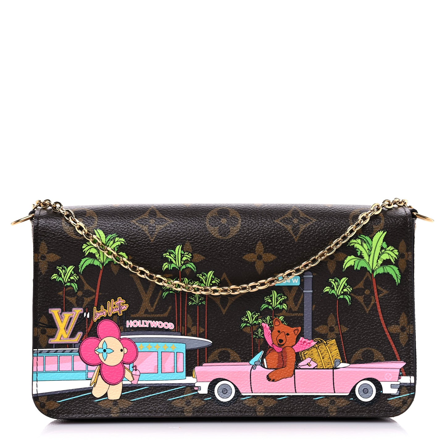 Monogram 2021 Christmas Animation Hollywood Pochette Felicie Chain Wallet Fuchsia