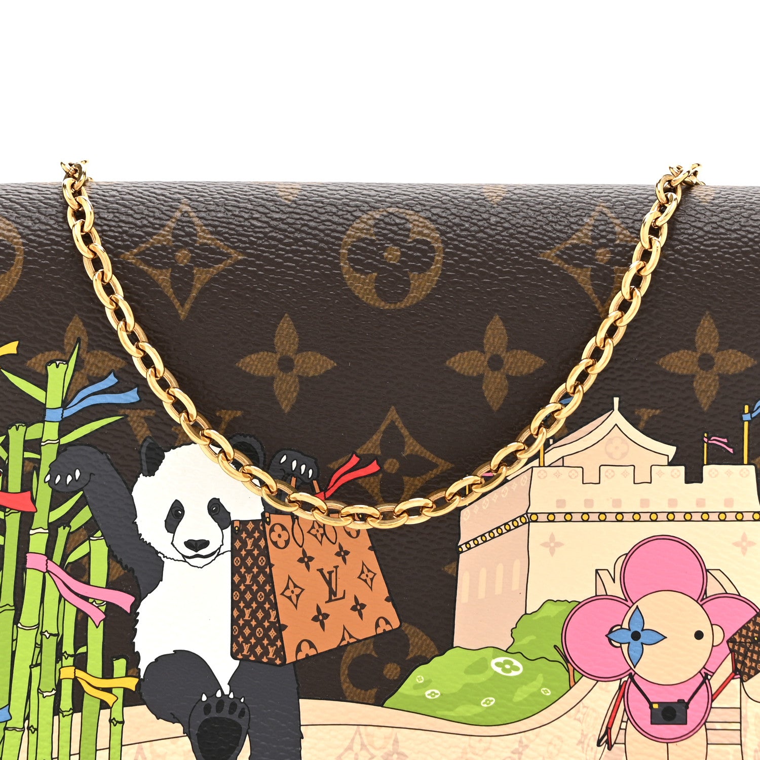 Louis Vuitton Monogram 2021 Christmas Animation China Wall Pochette Felicie Chain Wallet Blue 8 of 10