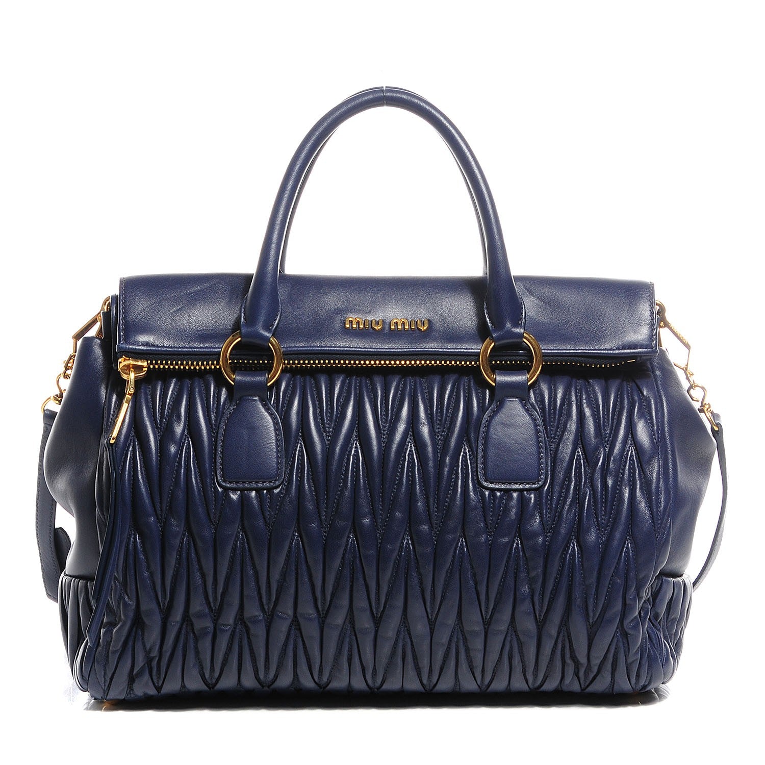 Miu Miu Nappa Matelasse Zip Satchel Matelasse Bleuette 1 of 9