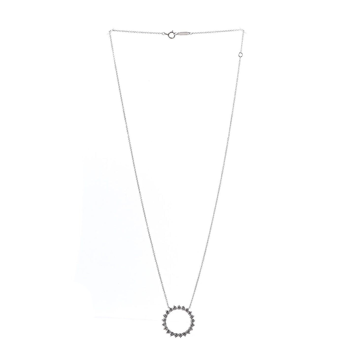 Platinum Diamond Open Circle Pendant Necklace
