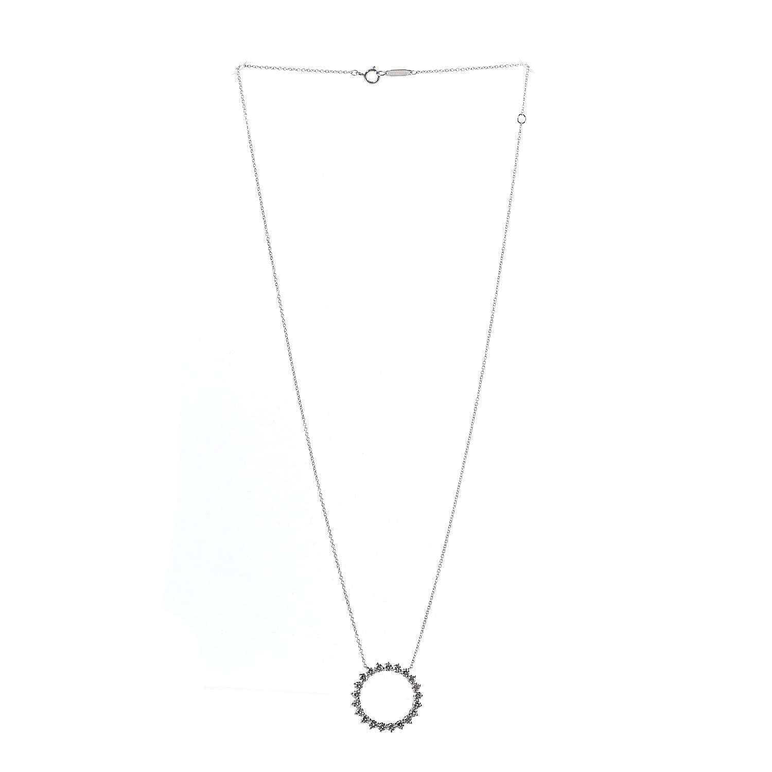 Tiffany Platinum Diamond Open Circle Pendant Necklace 3 of 7