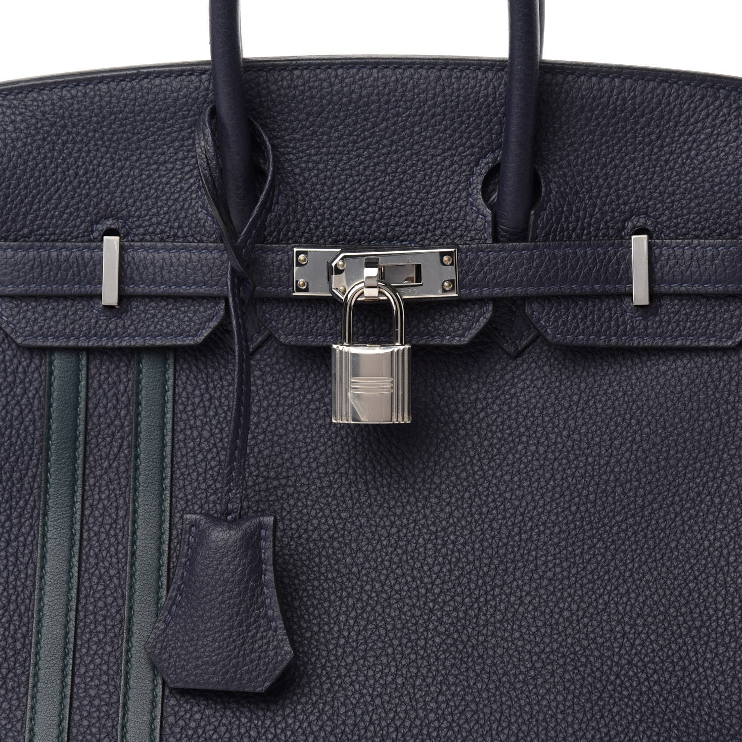 Hermes Togo Swift Officier Birkin 25 Bleu Nuit Vert Cypress 10 of 11