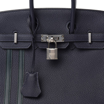 Hermes Togo Swift Officier Birkin 25 Bleu Nuit Vert Cypress 10 of 11
