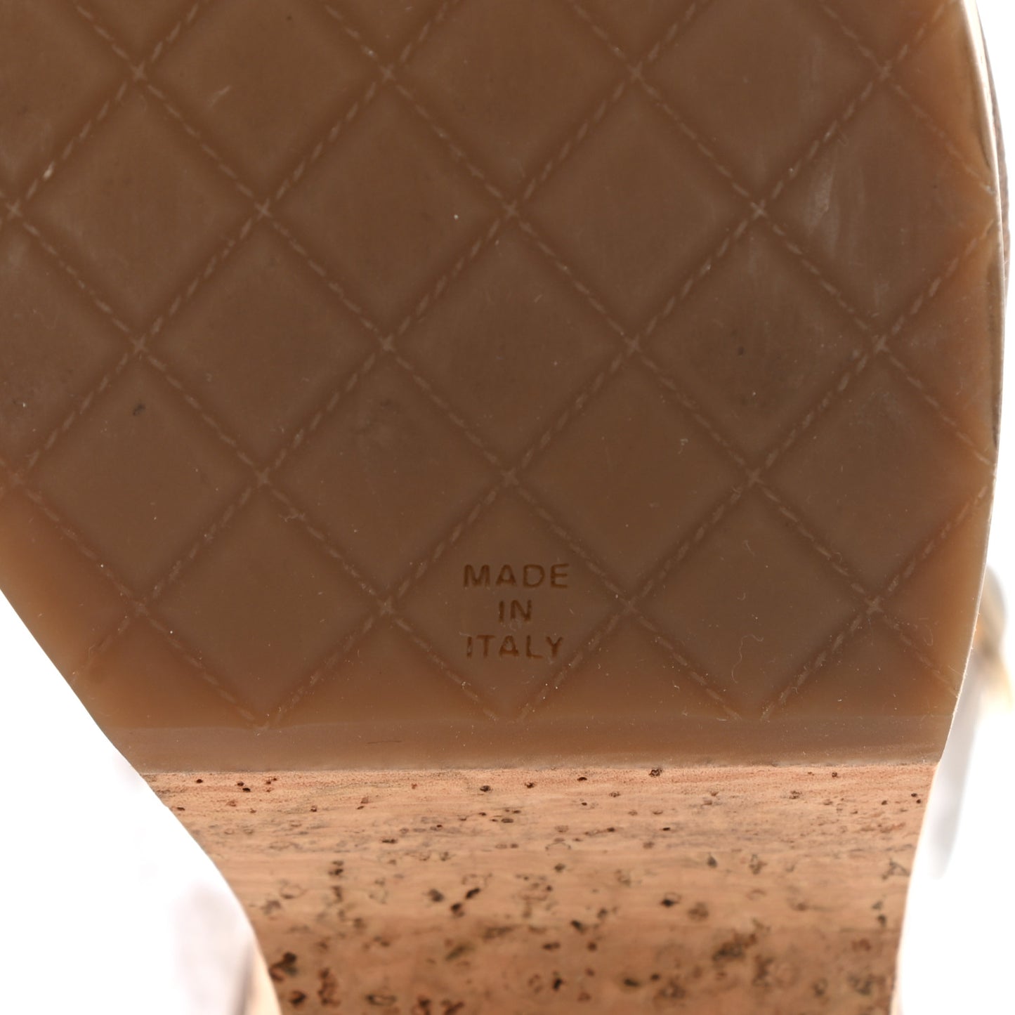 Tweed Cork CC Wedge Sandals 38 White